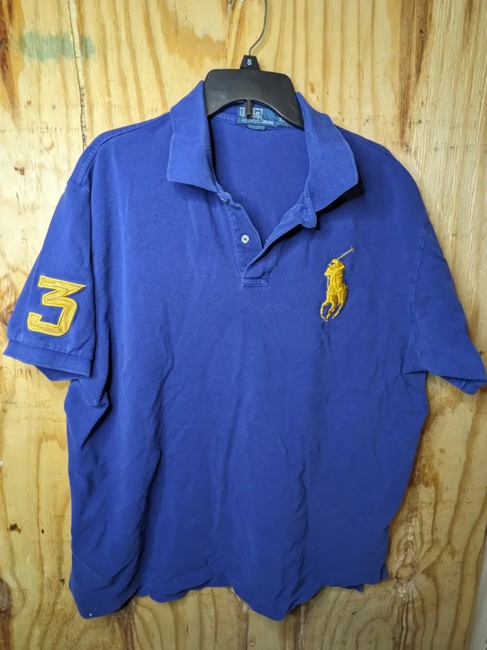 Polo Ralph Lauren Big Pony Size XXL 2XL Vintage Blue Gold Pony Polo Shirt